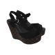 Босоніжки жіночі з еко замші, на платформі, чорні, Liici 160-20LB