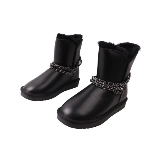 Уги жіночі UGG чорні натуральна шкіра 283-22ZU