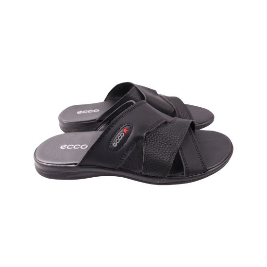 Шльопанці чоловічі Maxus shoes чорні натуральна шкіра 134-23LSHC