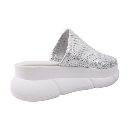 Шльопанці на платформі жіночі Magnolya натуральна шкіра, колір срібло 98-20LTSHC