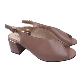 Босоніжки на каблуці жіночі Geronea натуральна шкіра, колір капучіно