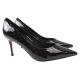 Туфлі жіночі з натуральної лакової шкіри, на шпильці, чорні, Djovannia 37-21DT