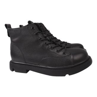 Черевики жіночі з натуральної шкіри, на низькому ходу, на шнурівці, чорні, Berkonty