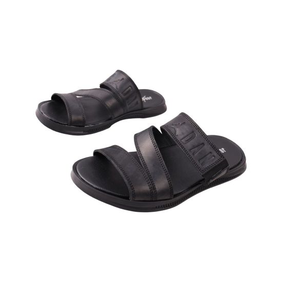 Шльопанці чоловічі Maxus shoes чорні натуральна шкіра 133-23LSHC