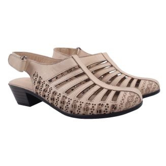 Босоніжки на низькому ходу жіночі Bem Shoes натуральна шкіра, колір бежевий