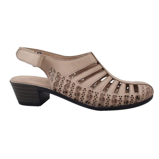 Босоніжки на низькому ходу жіночі Bem Shoes натуральна шкіра, колір бежевий 1-9LBCP