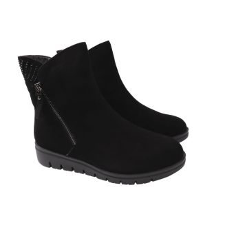 Черевики на низькому ходу жіночі Polann Натуральна замша, колір чорний