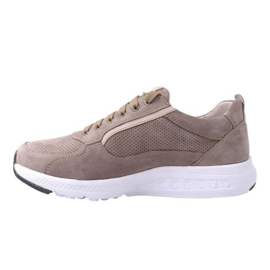 Кросівки чоловічі з натуральної шкіри (нубук), на низькому ходу, на шнурівці, колір Визон, Detta 58-21DTS