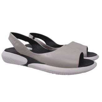 Босоніжки на низькому ходу жіночі Teona натуральна шкіра, колір сірий