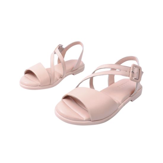 Босоніжки жіночі з натуральної шкіри, на низькому ходу, колір бежевий, Guero 426-21LBC