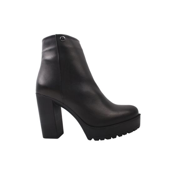 Ботильйони жіночі з натуральної шкіри, на великому каблуці, чорні, Damlax 39-9DH