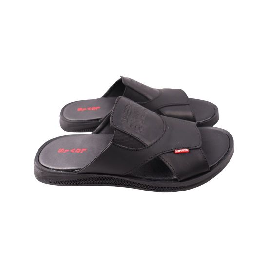 Шльопанці чоловічі Maxus shoes чорні натуральна шкіра 130-23LSHC