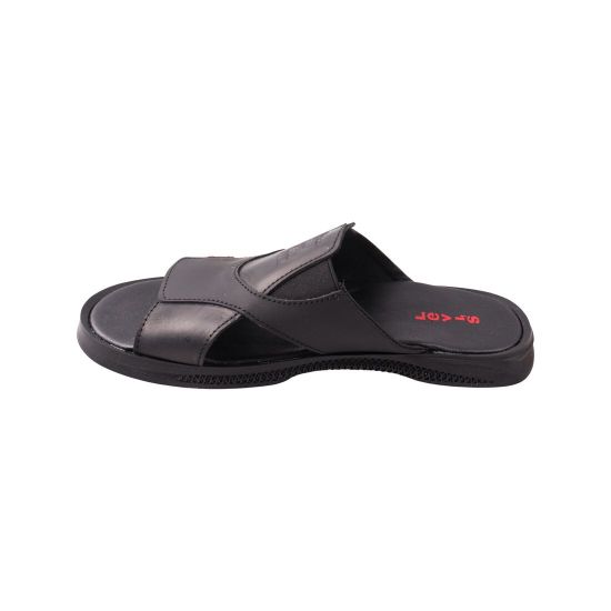Шльопанці чоловічі Maxus shoes чорні натуральна шкіра 130-23LSHC