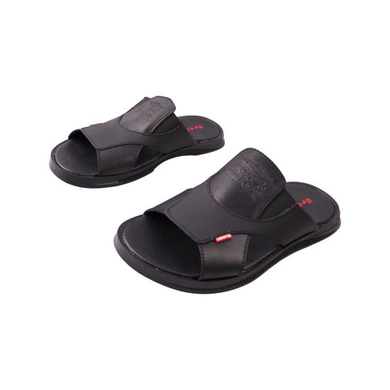 Шльопанці чоловічі Maxus shoes чорні натуральна шкіра 130-23LSHC