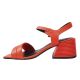 Босоніжки жіночі з натуральної шкіри, на великому каблуці, з відкритою п'ятою, колір червоний, Molka 157-21LB