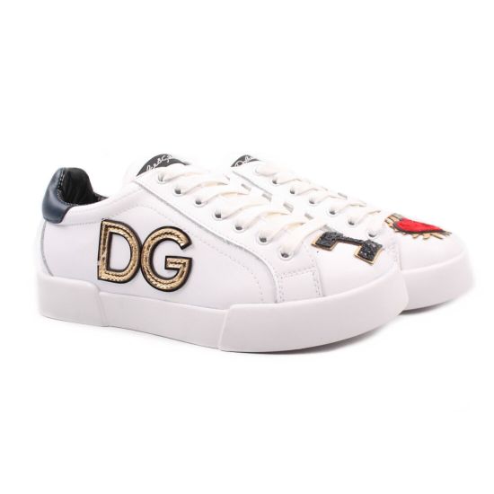 Кеди жіночі Dolce&Gabbana натуральна шкіра, колір білий 2-7DTC