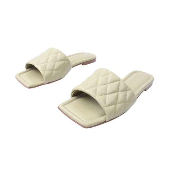 Шльопанці жіночі з натуральної шкіри, на низькому ходу, з відкритою п'ятою, колір зелений, Туреччина 563-21LSHC