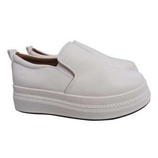 Кеди-Сліпони жіночі з еко шкіри, на платформі, білі, Fashion