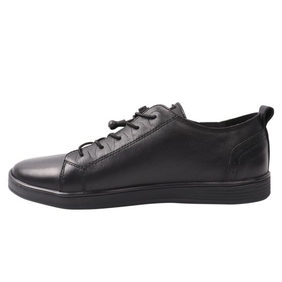 Кеди чоловічі з натуральної шкіри, на низькому ходу, на шнурівці, колір чорний, Marion 28-21DTS