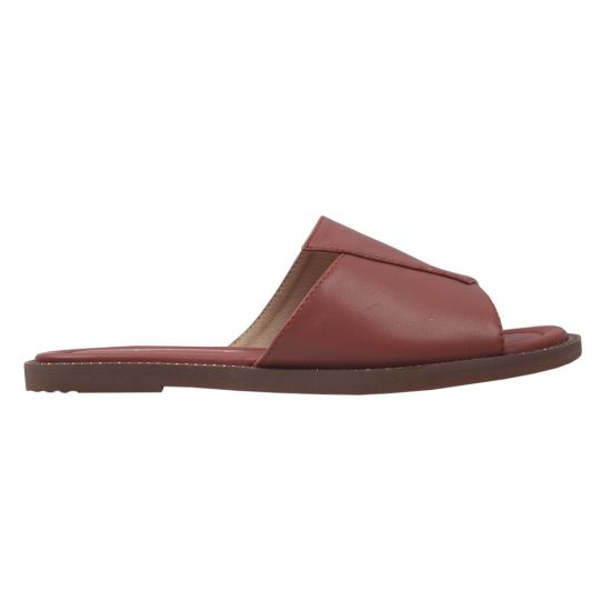Шльопанці на низькому ходу жіночі Berkonty натуральна шкіра, колір червоний 265-20LSHC