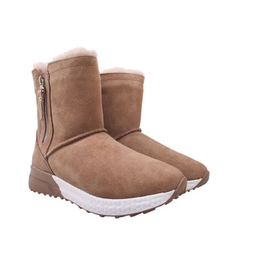 Уггі жіночі з натуральної замші, на платформі, бежеві, UGG 245-9ZU