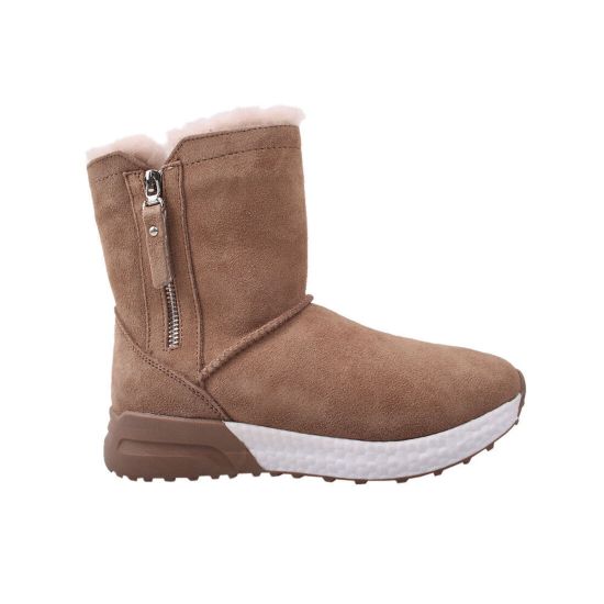 Уггі жіночі з натуральної замші, на платформі, бежеві, UGG 245-9ZU