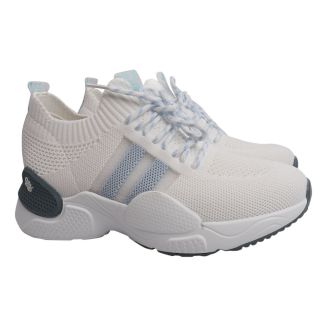 Кросівки жіночі з текстилю, на платформі, на шнурівці, білі, Vikonty