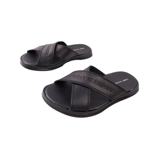 Шльопанці чоловічі Maxus shoes чорні натуральна шкіра 132-23LSHC