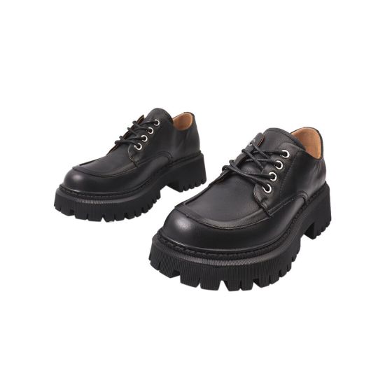 Туфлі жіночі з натуральної шкіри, на платформі, на шнурівці, чорні, Li Fexpert 633-21DTC