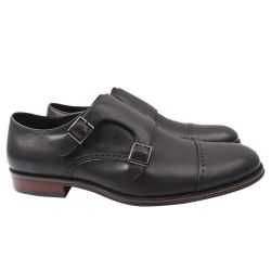 Туфлі чоловічі з натуральної шкіри, на низькому ходу, колір чорний, Arees
