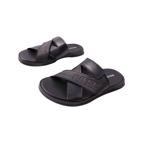 Шльопанці чоловічі Maxus shoes чорні натуральна шкіра 131-23LSHC