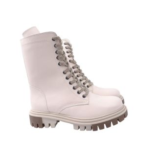 Черевики жіночі з натуральної шкіри, на платформі, молочні, Visazh