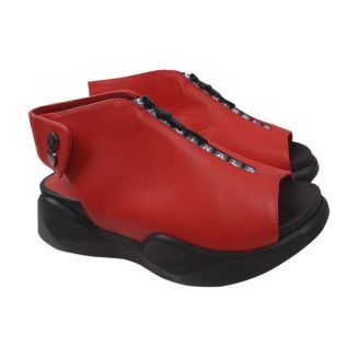 Босоніжки на платформі жіночі Aquamarin натуральна шкіра, колір червоний