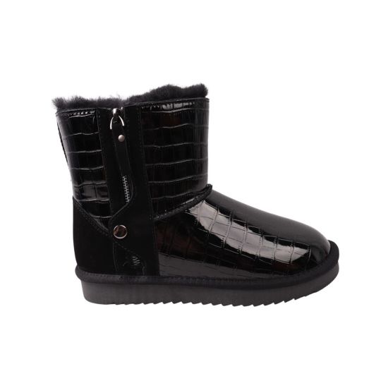 Уги жіночі UGG чорні натуральна лакована шкіра 290-22ZU