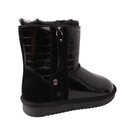 Уги жіночі UGG чорні натуральна лакована шкіра 290-22ZU