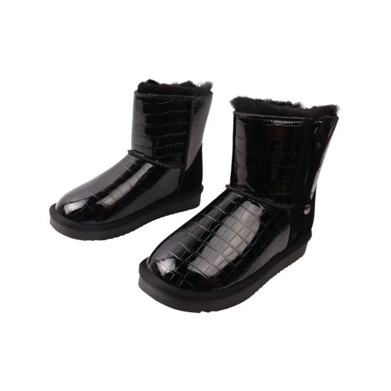 Уги жіночі UGG чорні натуральна лакована шкіра 290-22ZU