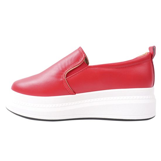 Кеди-Сліпони жіночі з еко шкіри, на платформі, червоні, Fashion 6-21DTCPF