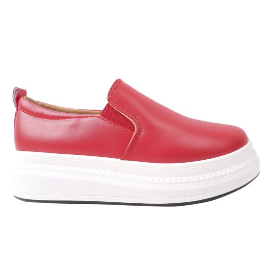 Кеди-Сліпони жіночі з еко шкіри, на платформі, червоні, Fashion 6-21DTCPF