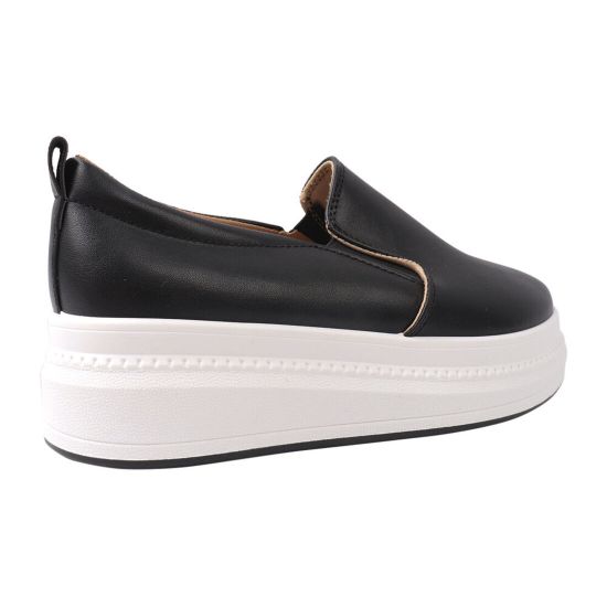 Кеди-Сліпони жіночі з еко шкіри, на платформі, чорні, Fashion 7-21DTCPF
