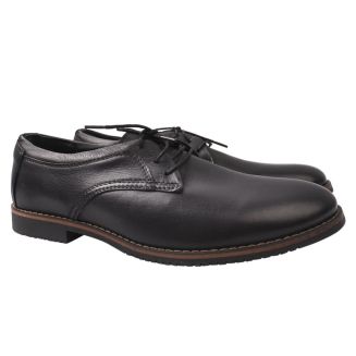 Туфлі чоловічі з натуральної шкіри, на низькому ходу, на шнурівку, чорні, Україна Vadrus
