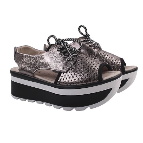 Босоніжки на платформі жіночі Vensi натуральна шкіра, колір платина 102-9LBC