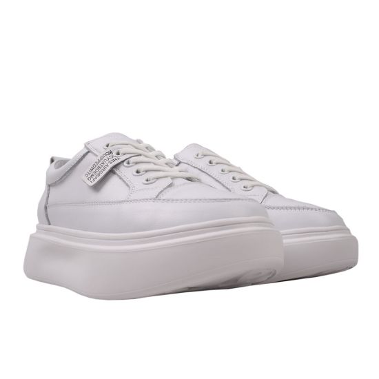 Кеди жіночі з натуральної шкіри, на платформі, на шнурівці, колір білий, Farinni 37-20DTC