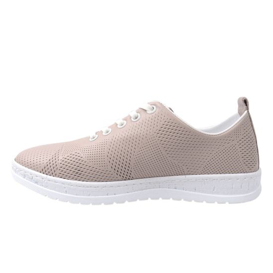 Кеди жіночі з натуральної шкіри, на низькому ходу, на шнурівці, колір капучино, Trio Trend 90-21DTC